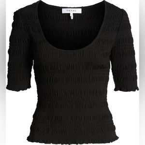 Frame Smocked Knit Top size XS Black
